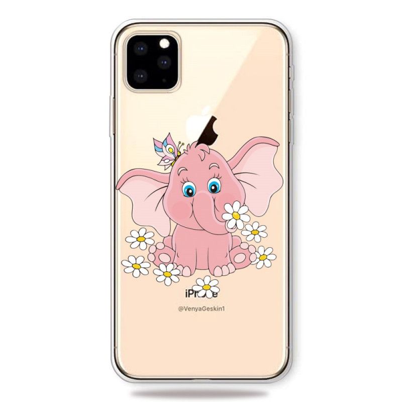 Hoesje iPhone 11 Pro Max Transparant Roze Olifant