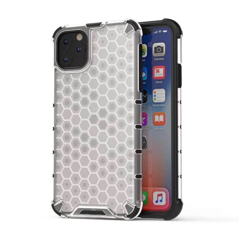 Hoesje iPhone 11 Pro Max Wit Zwart Honingraatstijl