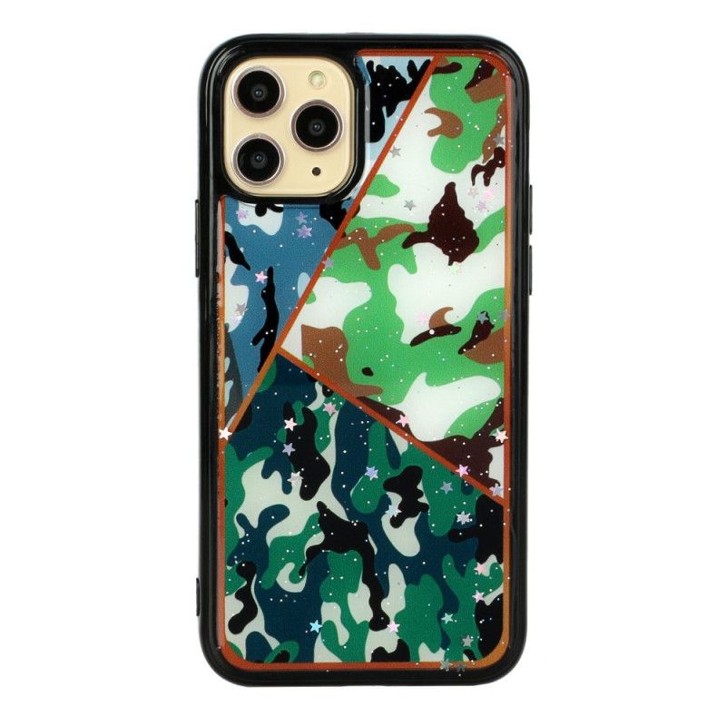 Hoesje voor iPhone 11 Pro Max Bruin Groen Camouflage Van Siliconen En Epoxy Marmer