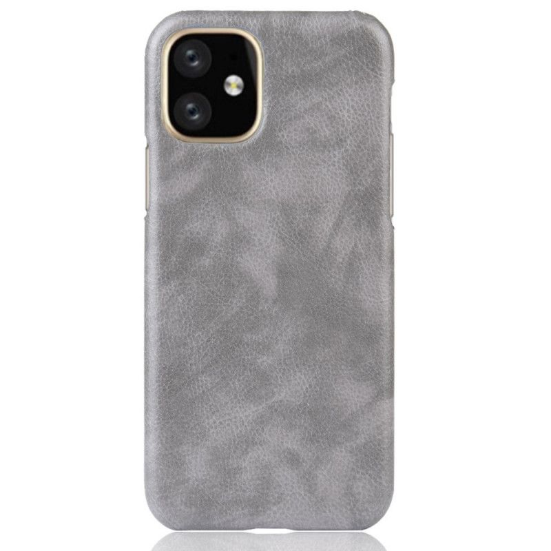 Hoesje voor iPhone 11 Pro Max Grijs Zwart Lychee Leereffect