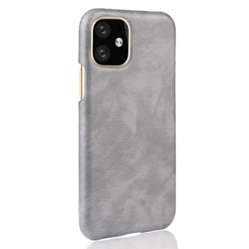 Hoesje voor iPhone 11 Pro Max Grijs Zwart Lychee Leereffect