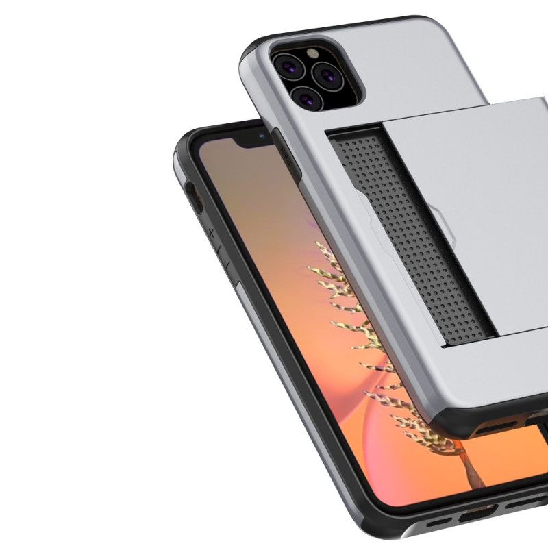 Hoesje voor iPhone 11 Pro Max Grijs Zwart Stijve Flitsende Kaarthouder