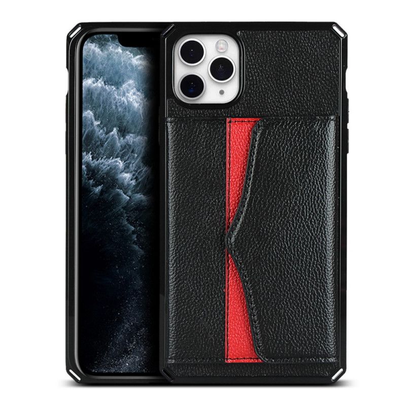 Hoesje voor iPhone 11 Pro Max Rood Zwart Multifunctioneel Met Spiegel En Riem