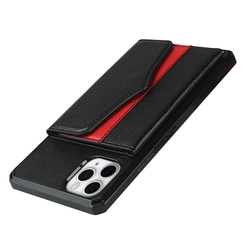 Hoesje voor iPhone 11 Pro Max Rood Zwart Multifunctioneel Met Spiegel En Riem