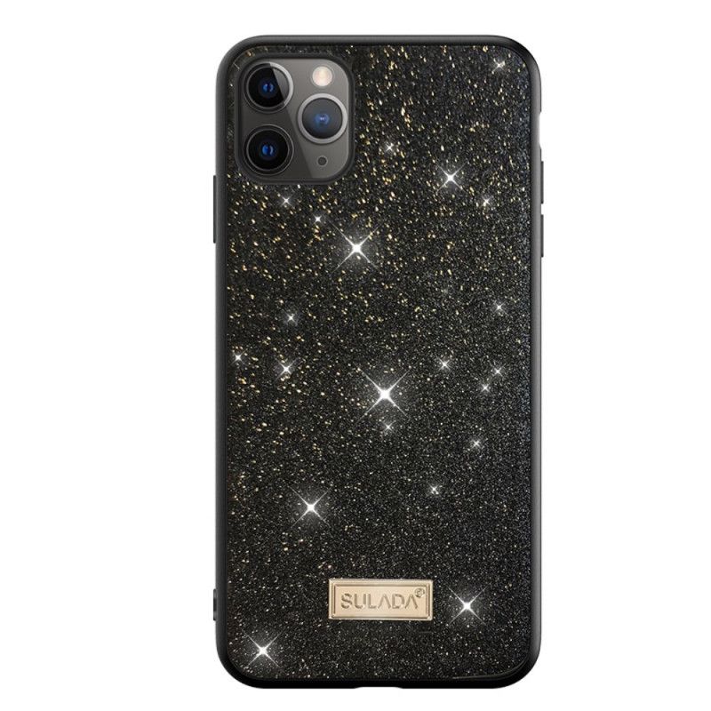 Hoesje voor iPhone 11 Pro Max Rood Zwart Sulada Glitter