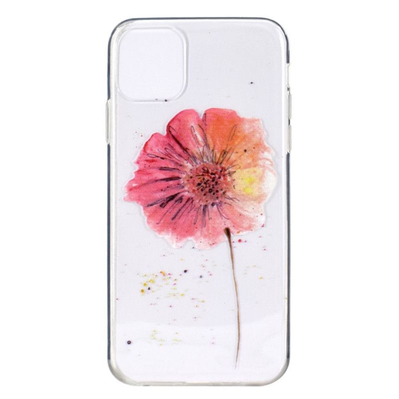 Hoesje voor iPhone 11 Pro Max Transparante Aquarel Klaproos