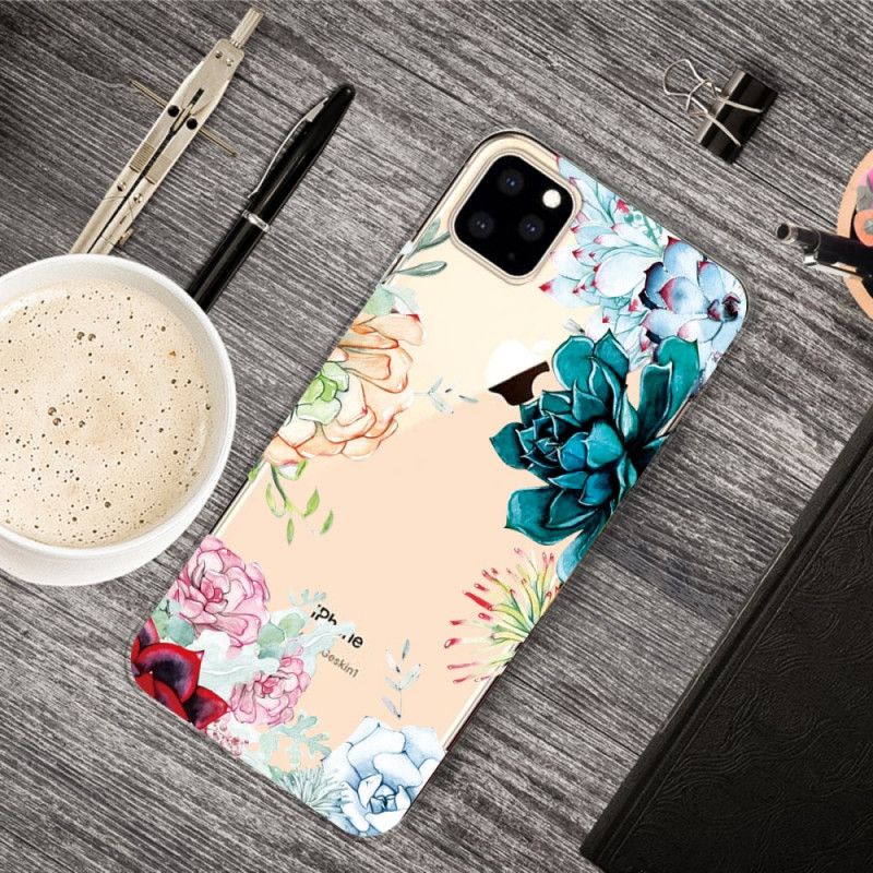 Hoesje voor iPhone 11 Pro Max Transparante Aquarelbloemen