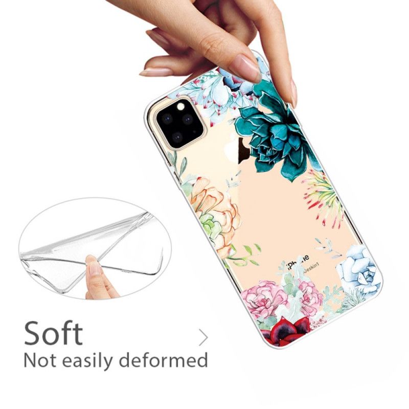 Hoesje voor iPhone 11 Pro Max Transparante Aquarelbloemen