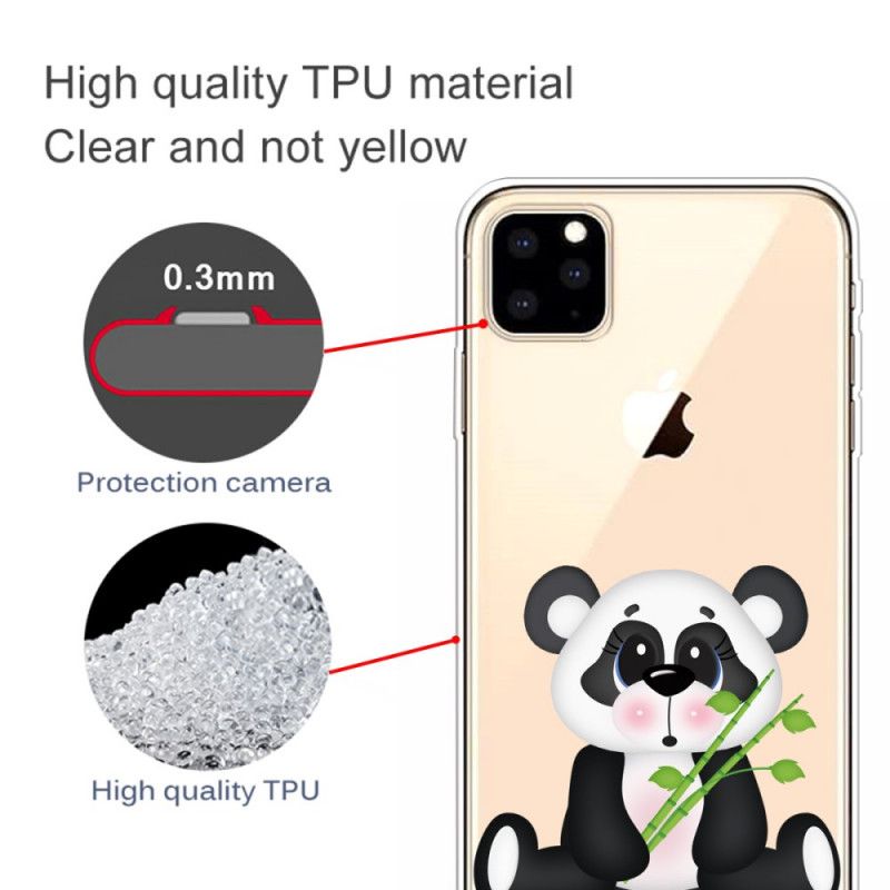 Hoesje voor iPhone 11 Pro Max Transparante Droevige Panda