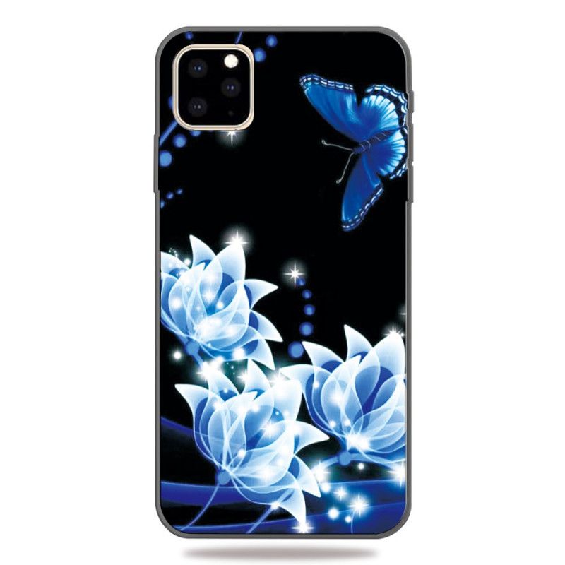 Hoesje voor iPhone 11 Pro Max Vlinder En Blauwe Waterlelies