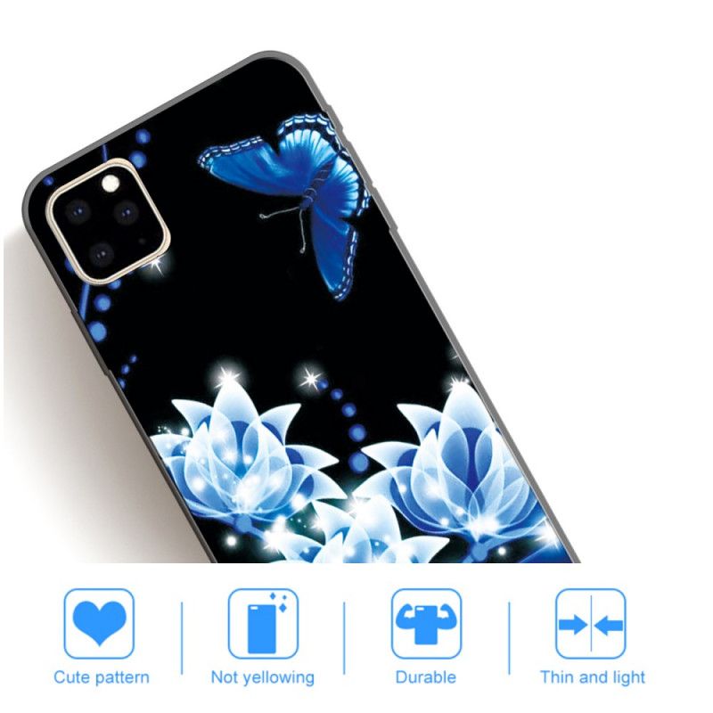 Hoesje voor iPhone 11 Pro Max Vlinder En Blauwe Waterlelies