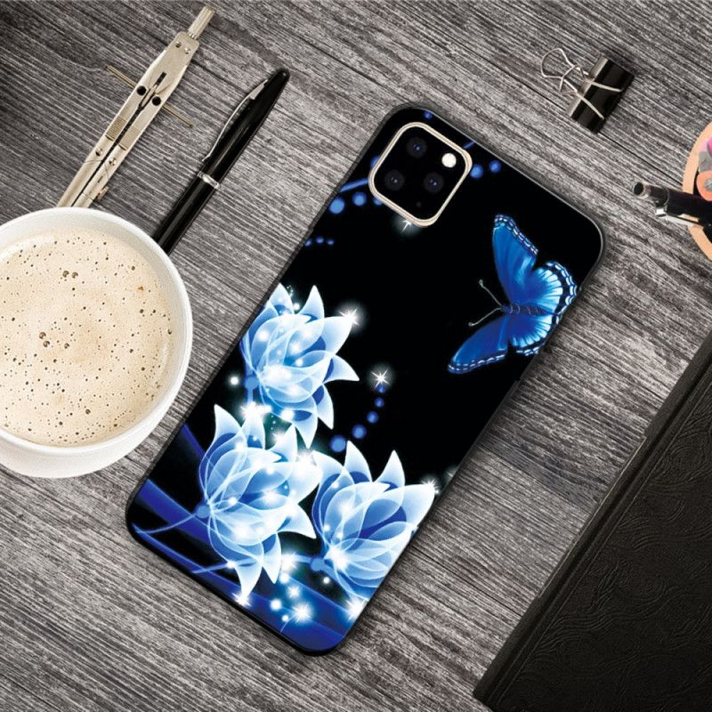 Hoesje voor iPhone 11 Pro Max Vlinder En Blauwe Waterlelies