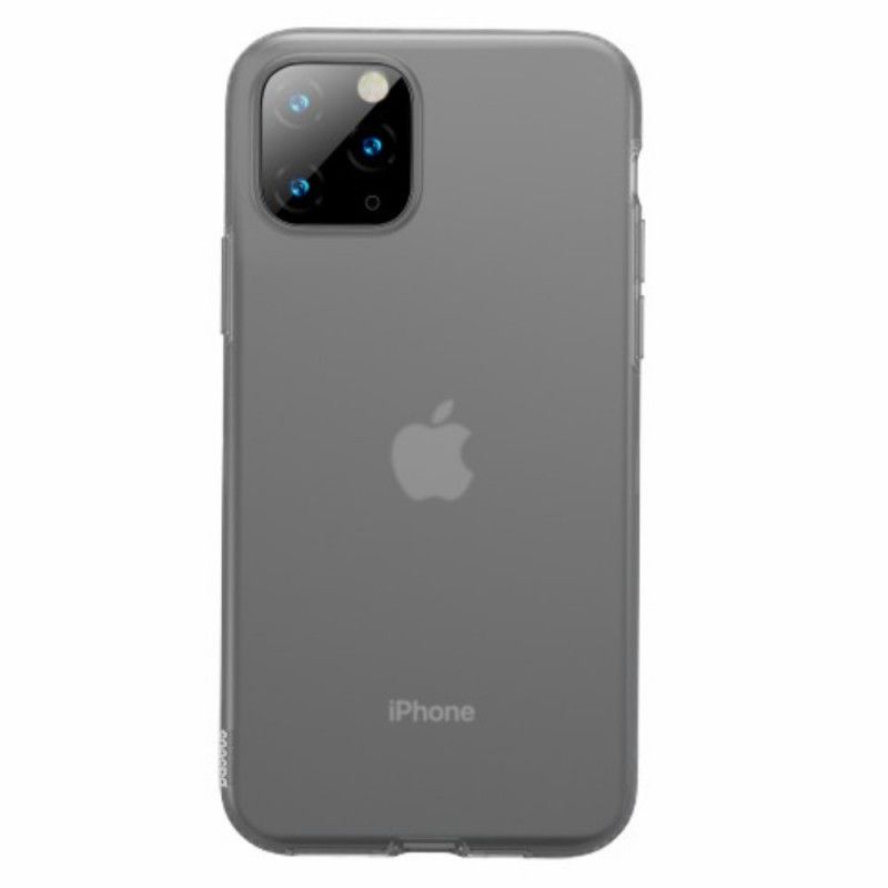 Hoesje voor iPhone 11 Pro Max Wit Zwart Baseus Vloeibare Siliconen