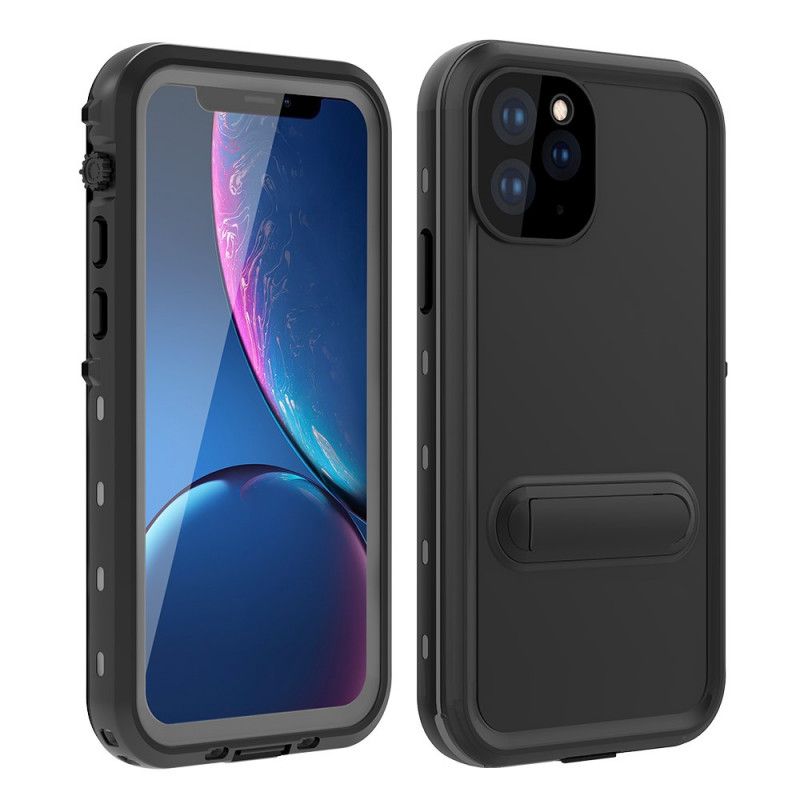 Hoesje voor iPhone 11 Pro Max Wit Zwart Waterdicht Met Rode Peper Steun