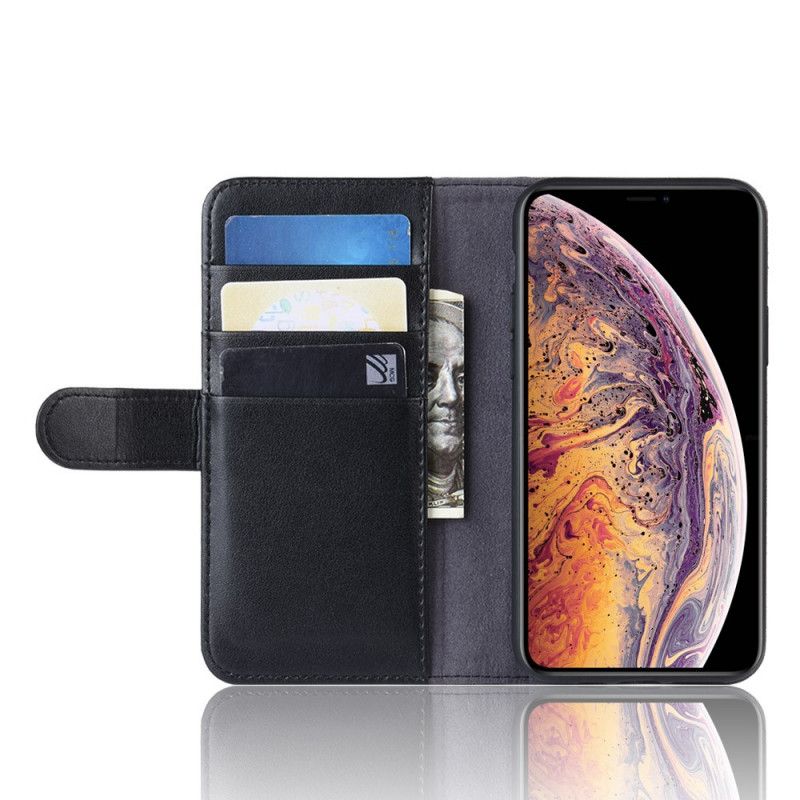 Leren Hoesje iPhone 11 Pro Max Bruin Zwart Telefoonhoesje Echt Leer