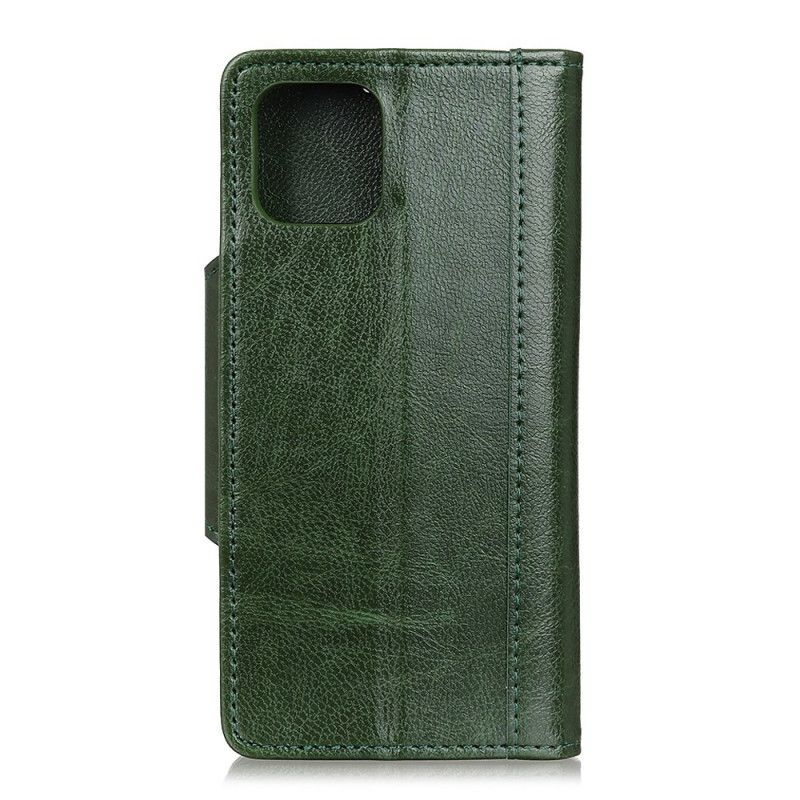 Leren Hoesje iPhone 11 Pro Max Groen Gespen Elegantie Van Imitatieleer