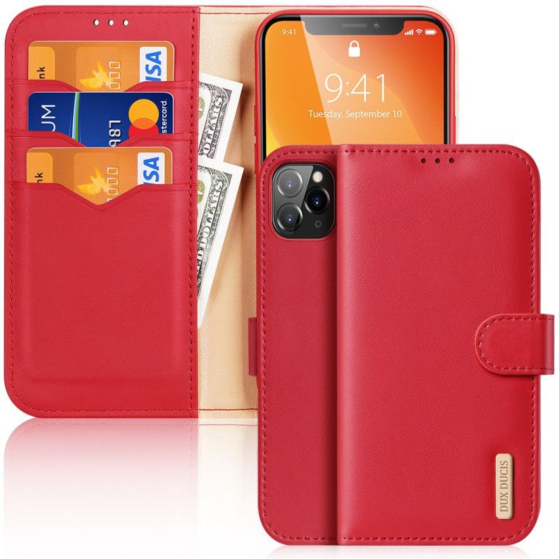 Leren Hoesje iPhone 11 Pro Max Rood Zwart Telefoonhoesje Serie Hivo Dux Ducis