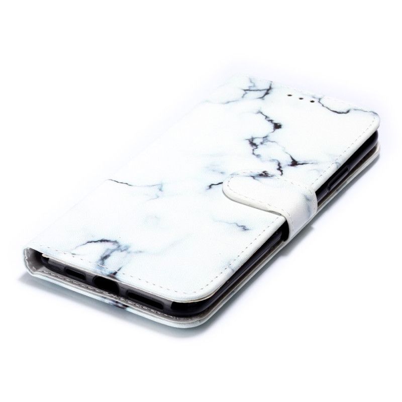 Leren Hoesje iPhone 11 Pro Max Wit Zwart Marmer