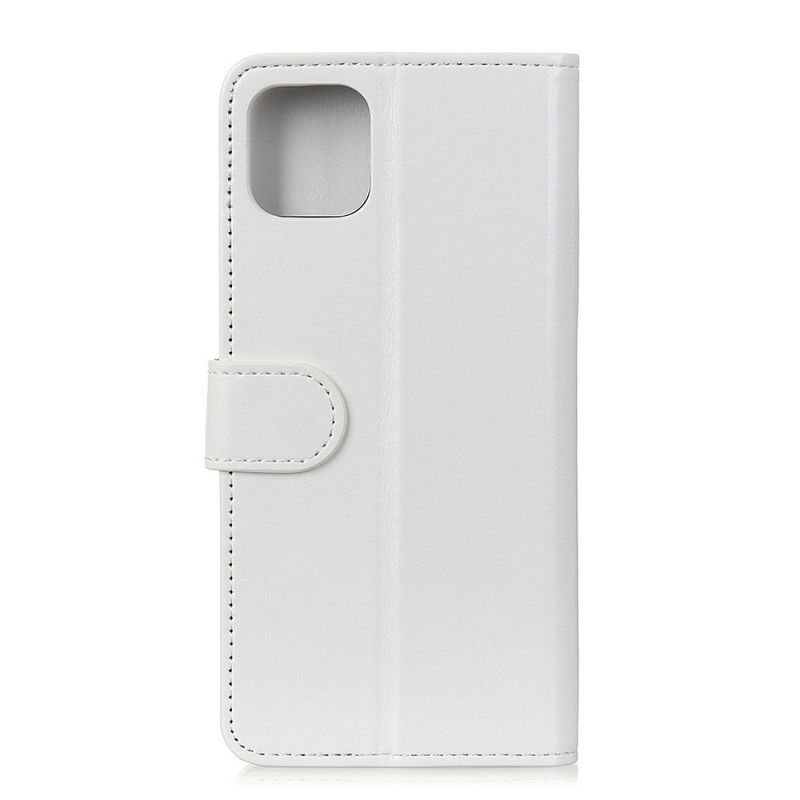 Leren Hoesje iPhone 11 Pro Max Wit Zwart Trendy Leereffect