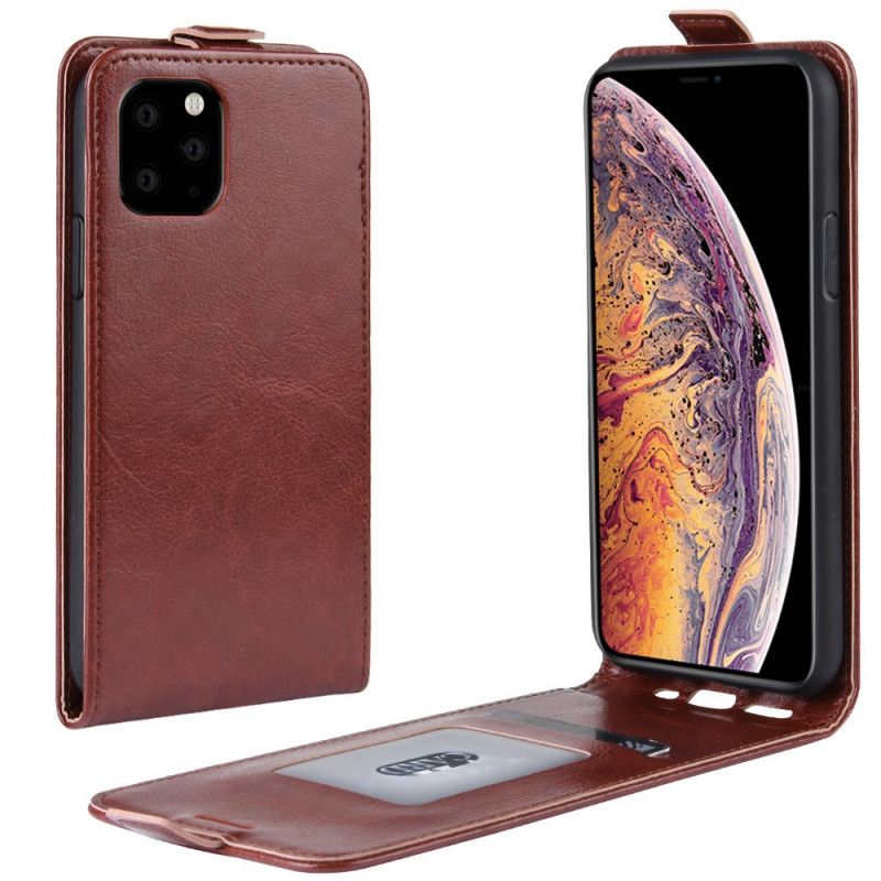 Leren Hoesje iPhone 11 Pro Max Wit Zwart Vouwledereffect