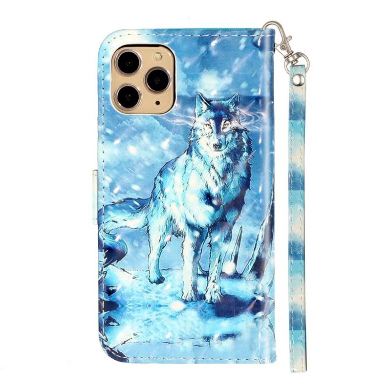 Leren Hoesje iPhone 11 Pro Max Wolfslampjes Met Riempje