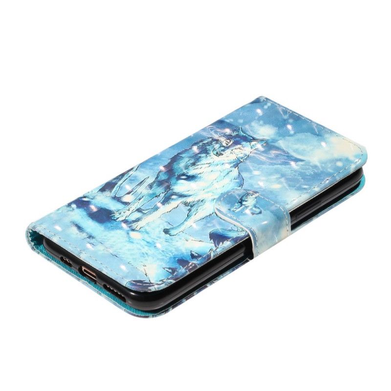 Leren Hoesje iPhone 11 Pro Max Wolfslampjes Met Riempje