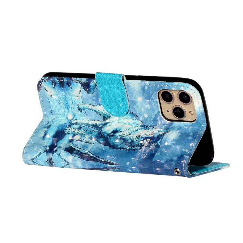 Leren Hoesje iPhone 11 Pro Max Wolfslampjes Met Riempje