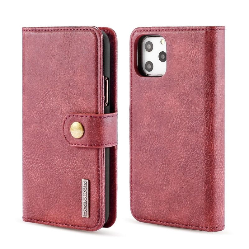 Leren Hoesje voor iPhone 11 Pro Max Rood Zwart Dg. Afneembare Ming