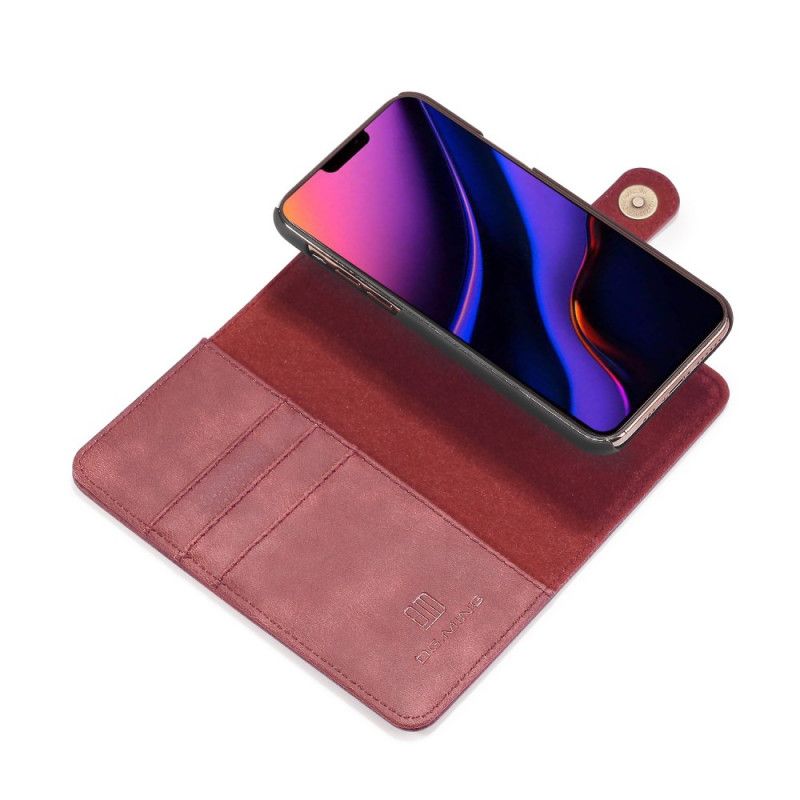 Leren Hoesje voor iPhone 11 Pro Max Rood Zwart Dg. Afneembare Ming