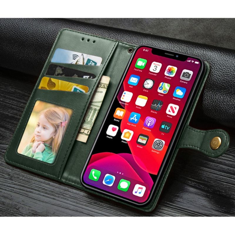 Leren Hoesje voor iPhone 11 Pro Max Rood Zwart Premium Ontwerp