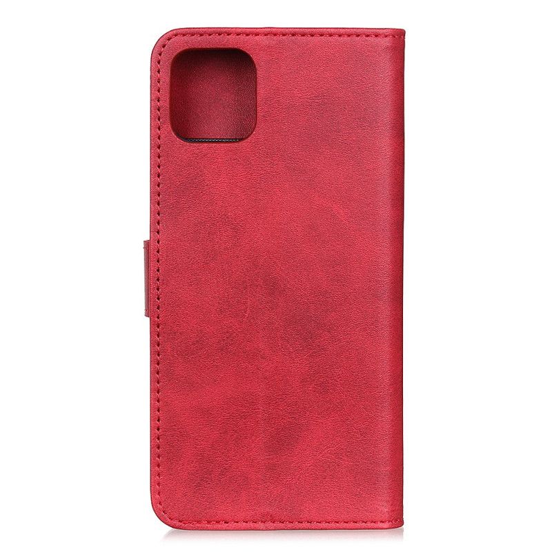 Leren Hoesje voor iPhone 11 Pro Max Rood Zwart Retro Mat Leereffect