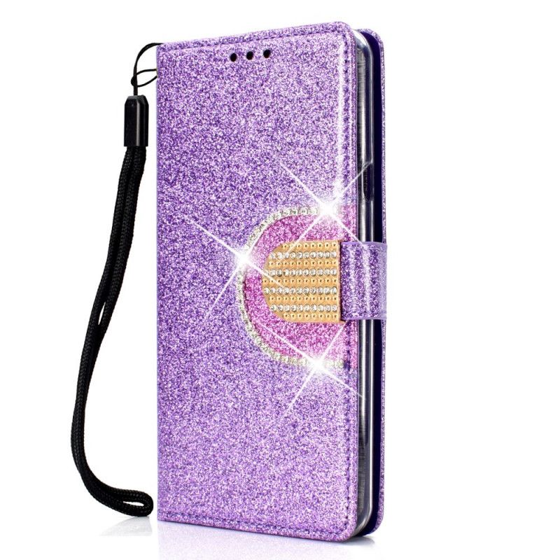 Leren Hoesje voor iPhone 11 Pro Max Wit Pailletten En Diamanten