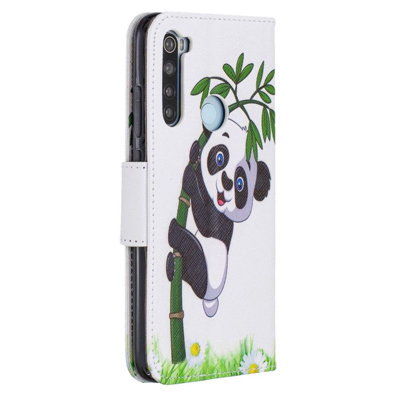 Cover Folio-hoesje Xiaomi Redmi Note 8 Telefoonhoesje Panda Op Bamboe