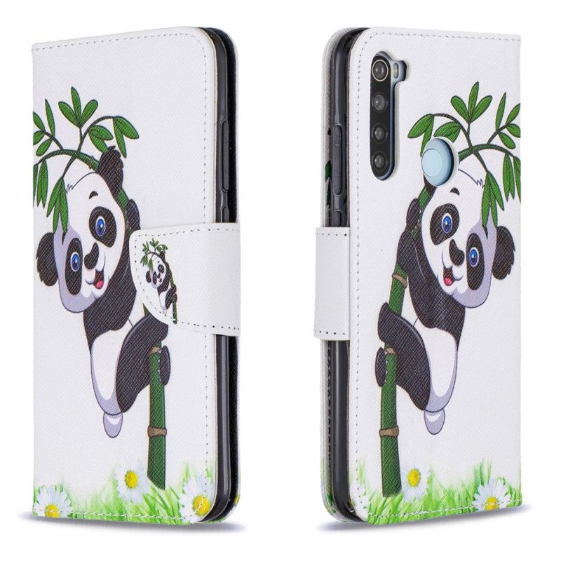 Cover Folio-hoesje Xiaomi Redmi Note 8 Telefoonhoesje Panda Op Bamboe