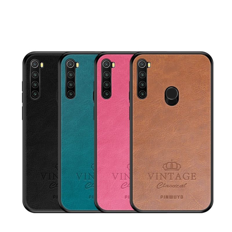 Cover Hoesje Xiaomi Redmi Note 8 Magenta Zwart Telefoonhoesje Vintage Pinwuyo Leereffect