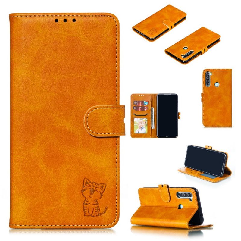 Flip Case Leren Xiaomi Redmi Note 8 Grijs Zwart Kitten