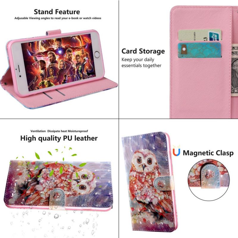 Flip Case Leren Xiaomi Redmi Note 8 Ontkiem De Uil