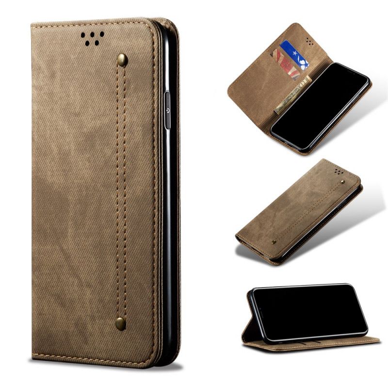 Folio-hoesje voor Xiaomi Redmi Note 8 Koffie Jeansstof