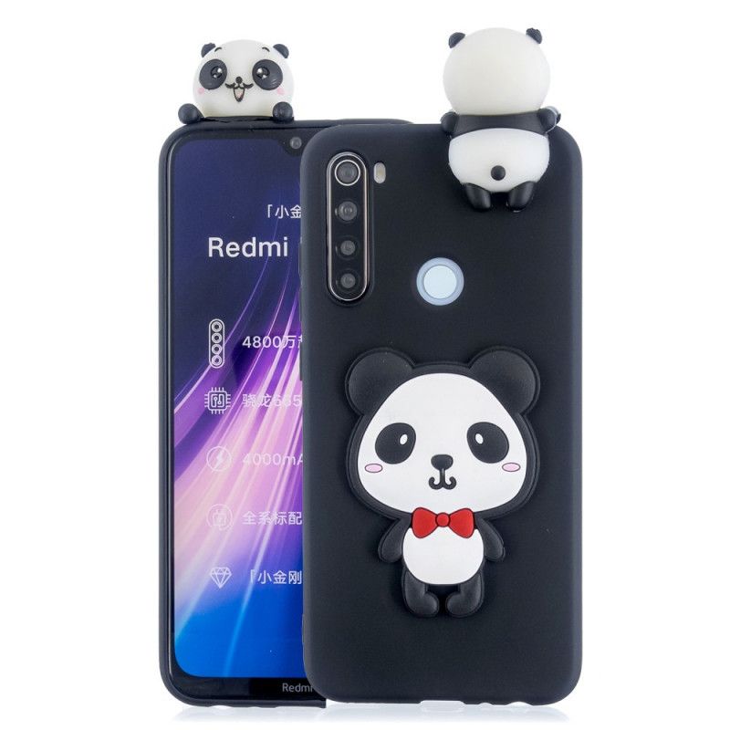 Hoesje voor Xiaomi Redmi Note 8 Donkerblauw Rood 3D Mijn Panda