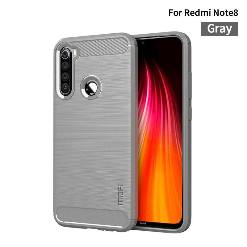 Hoesje voor Xiaomi Redmi Note 8 Grijs Zwart Mofi Geborstelde Koolstofvezel