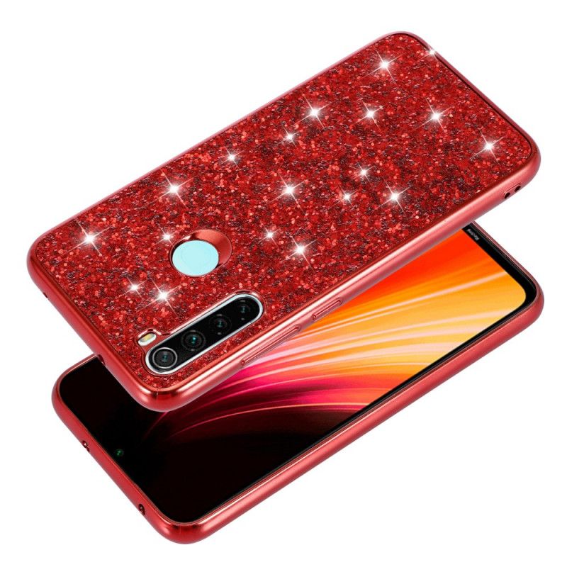 Hoesje voor Xiaomi Redmi Note 8 Rood Zwart Ik Ben Glitter