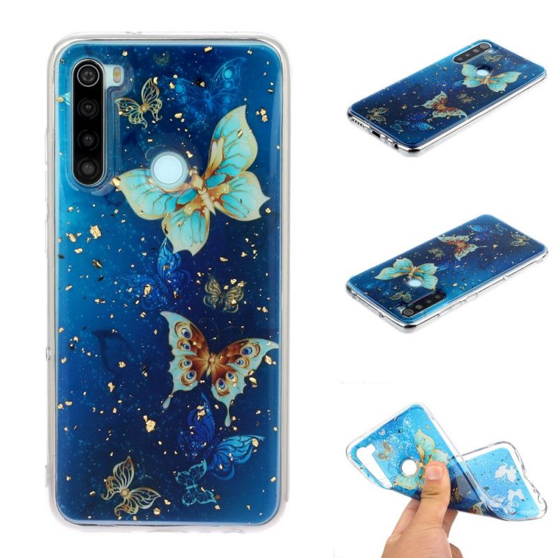 Hoesje voor Xiaomi Redmi Note 8 Vlinders En Glitter