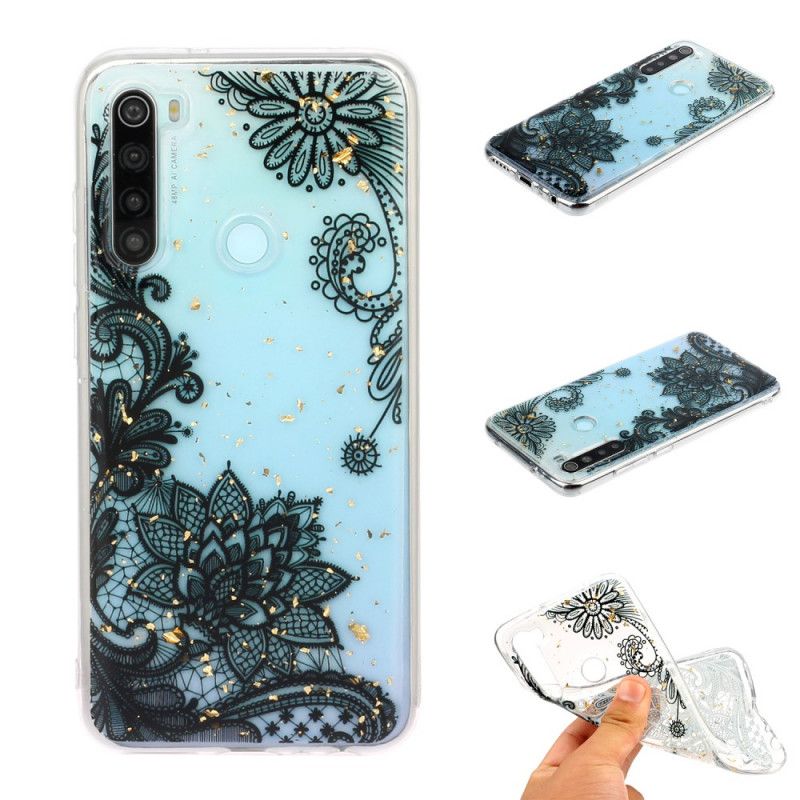 Hoesje Xiaomi Redmi Note 8 Telefoonhoesje Bloemen Van Kant En Lovertjes