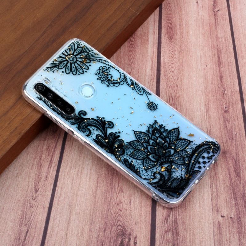 Hoesje Xiaomi Redmi Note 8 Telefoonhoesje Bloemen Van Kant En Lovertjes