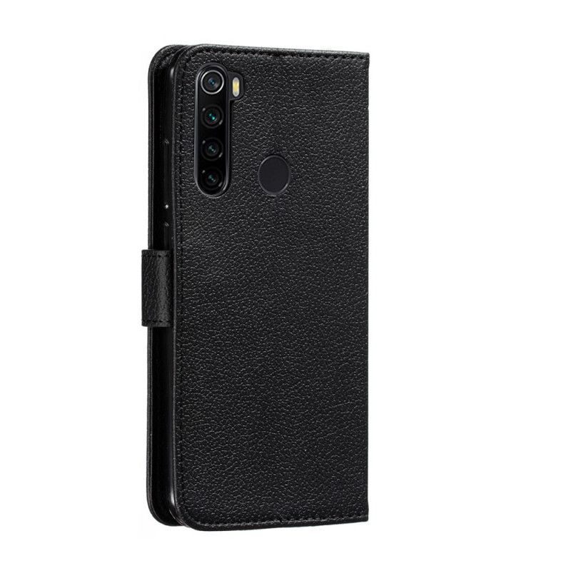 Leren Hoesje voor Xiaomi Redmi Note 8 Grijs Zwart Leef Je Droom Imitatieleer