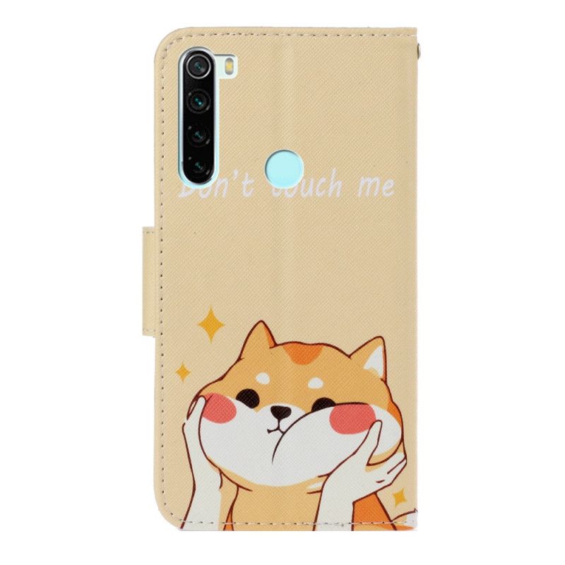 Leren Hoesje voor Xiaomi Redmi Note 8 Hond Raak Me Niet Aan Met Een String