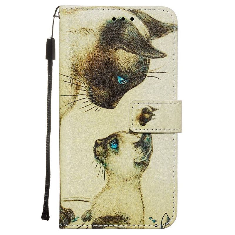 Leren Hoesje voor Xiaomi Redmi Note 8 Kitten En Mama Met String