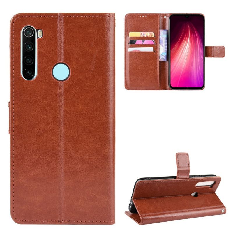 Leren Hoesje voor Xiaomi Redmi Note 8 Rood Zwart Flitsend Kunstleer