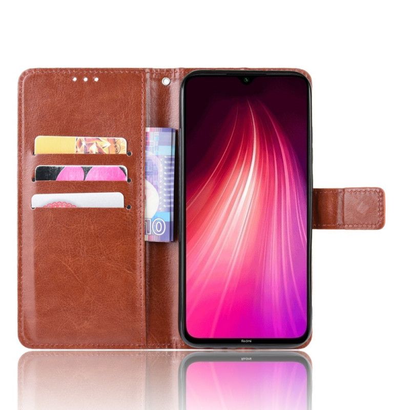 Leren Hoesje voor Xiaomi Redmi Note 8 Rood Zwart Flitsend Kunstleer