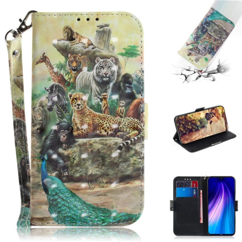 Leren Hoesje voor Xiaomi Redmi Note 8 String Safari Dieren